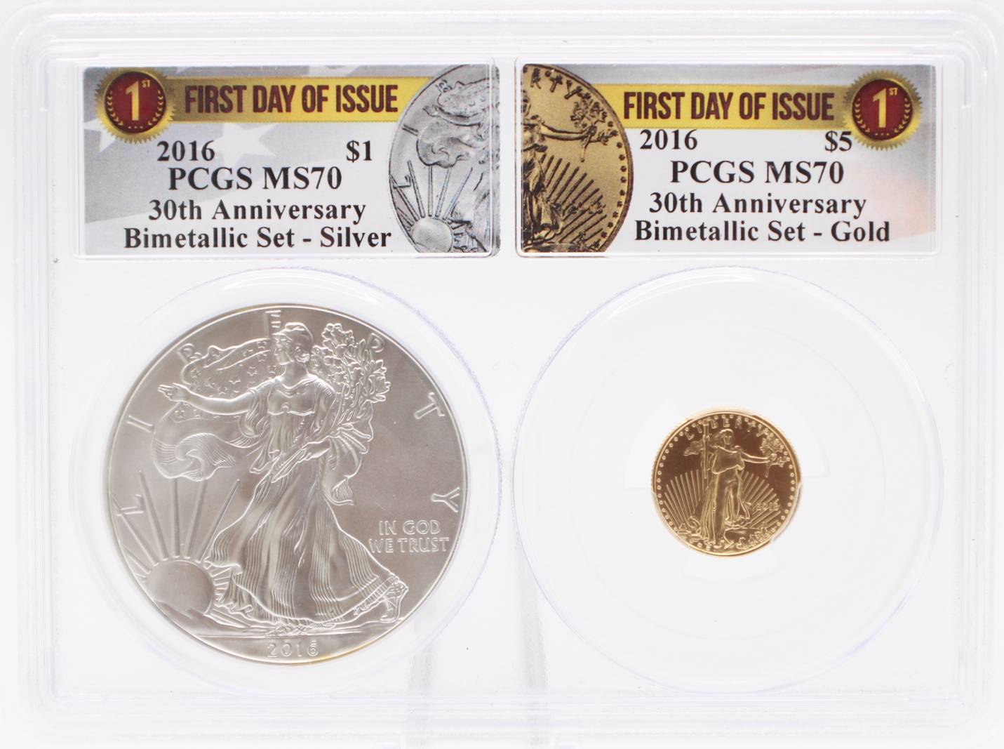 2016 PCGS MS70 $5 Gold American Eagle & MS70 Silver American